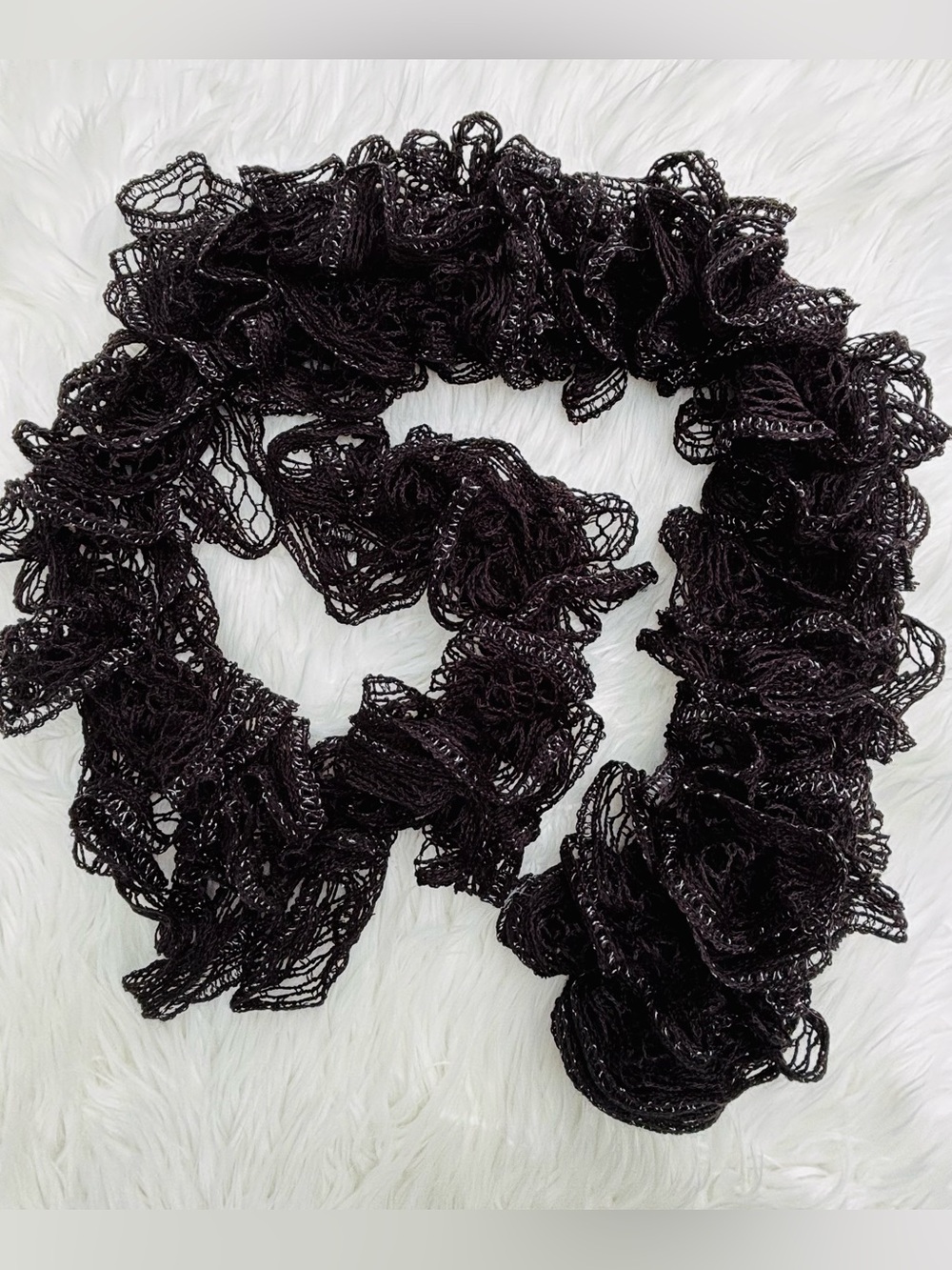 Sparkly Black Ruffle Scarf